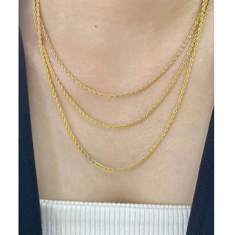 Joolim Jewelry  High End Polish 18k Gold Plated Rope  Chain Necklace Trendy Stainless Steel Jewelry Wholesale