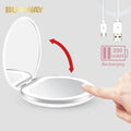 Travel Handheld Rechargeable Portable Compact Custom Logo Foldable Light Cosmetic Smart Touch Screen Makeup Led Pocket Mirror