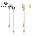 Engagement Jewelry Tassel Drop Stud Earrings Moissanite 2.5mm-5mm D Color 925 Sterling Silver Earrings for Women Valentine Gift