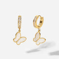 Sea Shell Butterfly Earrings Cubic Zirconia Stainless Steel Western Fashion for Women Long Drop Earrings Hoop Earrings Gem