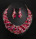 DAIHE European and American Bridal Banquet Exaggerated Crystal Necklace Earring Jewelry Set
