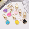 Lovely Key Bag Charms 7 Colors Yellow Pink Blue Black Metal Enamel Happy Smiling Face Keychain for Women Keychain