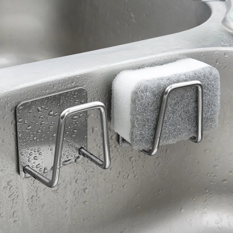 Creative Stainless Steel Sink Drain Rack Sponge Holder Non-Punching Paste Free-Standing Kitchen Tool Organizer