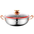 Hot Sale Rose Gold Hammer Pattern Soup Pot Multi-functional 304 Stainless Steel Catering Hammered Hot Pot Cooking Pots With Lid