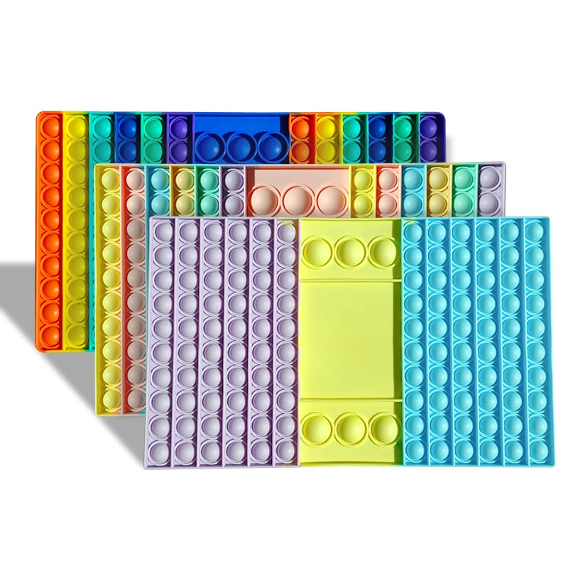 Silicone Checkerboard Game Board Dice Sensory Fidget Toy ASTM Certified for Ages 8-13 Unisex Rainbow Colors