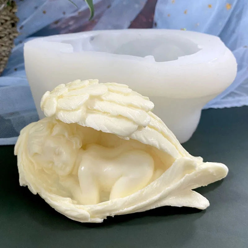 B-5065-3 Lovely Angel Sleepl Mousse Chocolate Resin Cake Silicone Plaster Soap Candle Mold Aromatherapy for 3D Mould