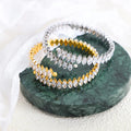 Luxury Adjustable Baguette Bracelet 18k Gold Plated Stainless Steel White Shining Zircon Bracelet Bangle Pulseras De Mujer