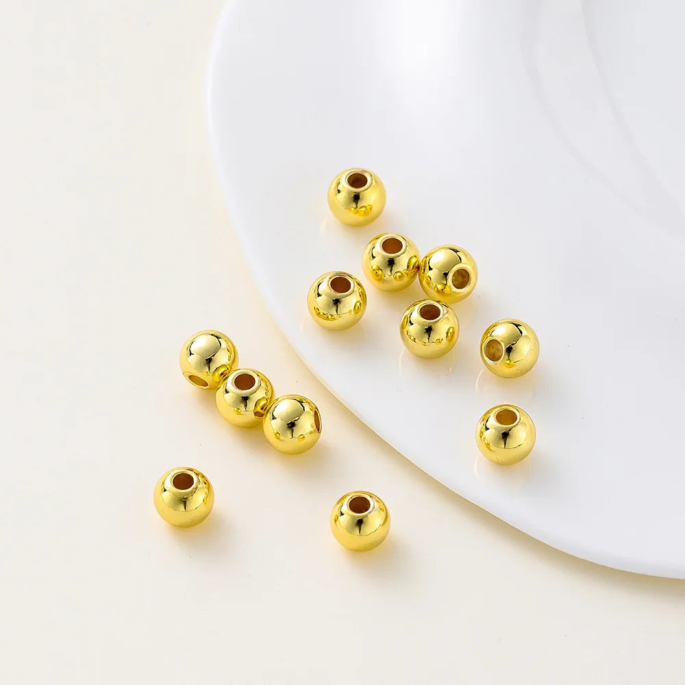 Wholesale 18K Gold Plated Stainless Steel DIY Beaded Jewelry Accessories  Multi-size Bead Jewelry Making Parts