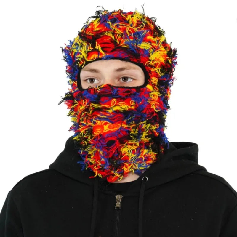 Fashion Grassy Winter Ski Mask One Hole Distressed Balaclava