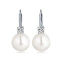 LULUFOCUS Oem Rhodium Plated Women'S Earrings Anniversary Party Gifts Sterling Silver White Freshwater Pearl Earrings 925