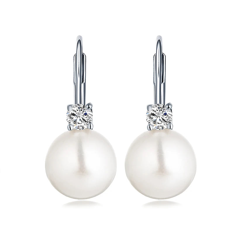 LULUFOCUS Oem Rhodium Plated Women'S Earrings Anniversary Party Gifts Sterling Silver White Freshwater Pearl Earrings 925