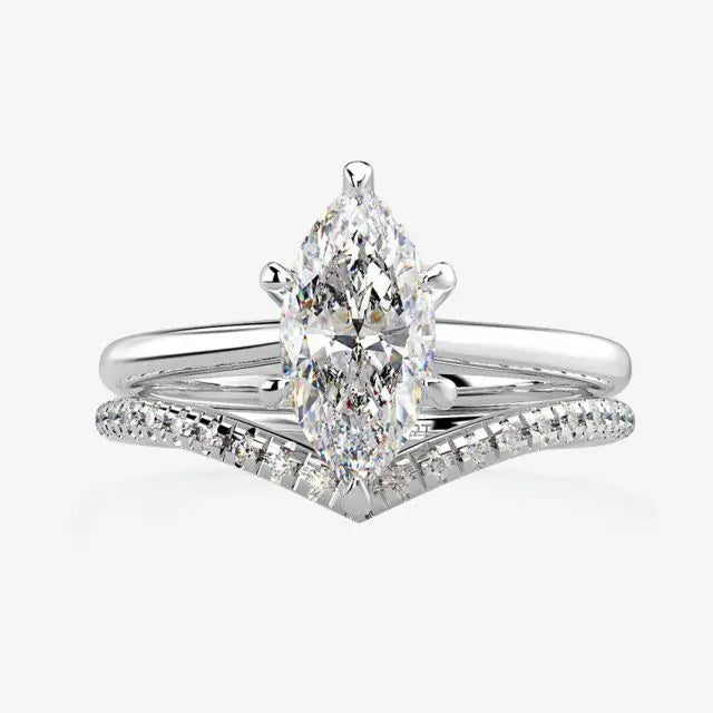 S925 Marquise Cut Bridal Set Engagement Wedding Ring Bands Sterling Sterling Cubic Zirconia Fine Jewelry for Women
