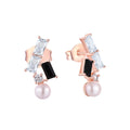 2026 Elegant S925 Sterling Silver Gold Plated Freshwater Pearl Drop Square Zircon Women Stud Earrings for Ladies