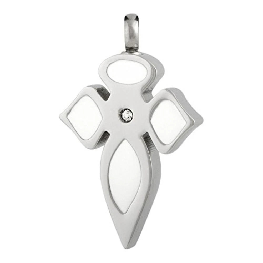 Cross Cremation Urn Jewelry Vintage Ashes Keepsake Memorial Locket Necklace Stainless Steel Pendant Jar Cross Holder Enamel Urn