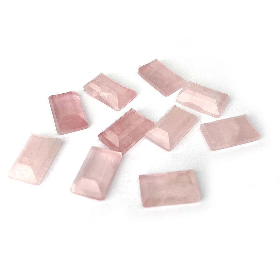 Nature Crystal Rose Quartz Loose  Wholesale Smooth Flat Square Pink Crystal Stone Baguette Gemstone Natural Loose Gemstone