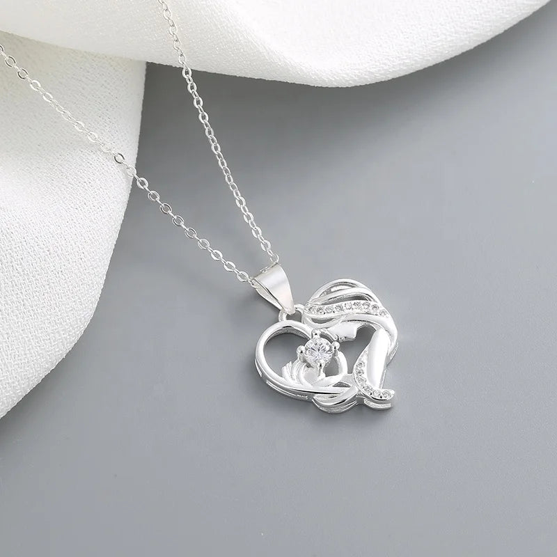 Vintage Beauty Single Chain 925 Sterling Silver Silver Woman Fashion Jewelry Heart Necklaces