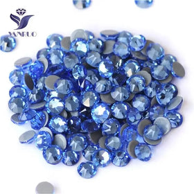 YANRUO Glass Light Sapphire Flat Back Strass Rhinestones Bulk Hotfix Rhinestone Cristal