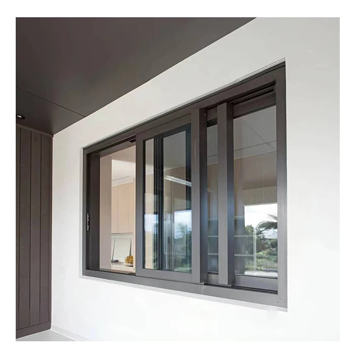 Interior Black White Powder Coating Color Aluminum Frame Tempered Glazing Bathroom Bedroom Sliding Window