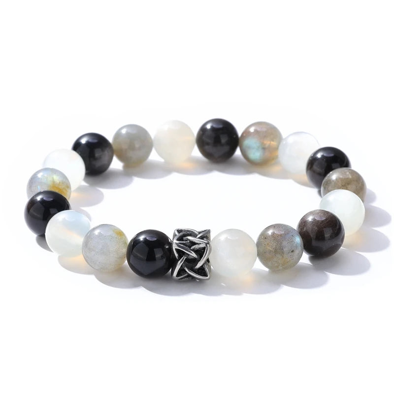 Veromca Factory Direct Women Fashion Beaded Bracelet Square Moonstone Crystal Stainless Steel for Men