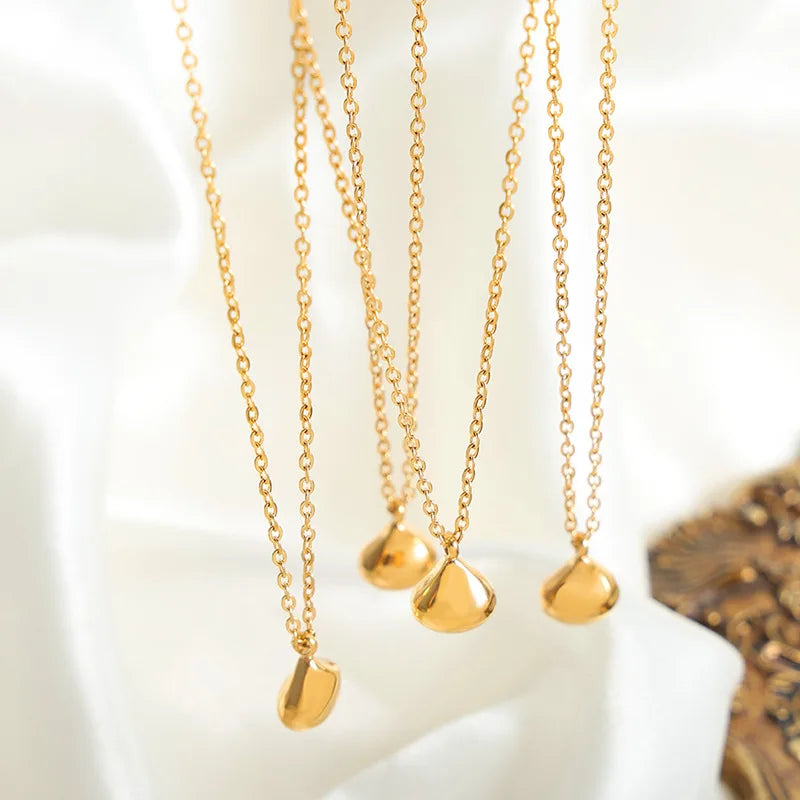 Wholesale in Stock Stainless Steel Water Drop Pendant Necklace 18k Gold Plated Commuter Necklace for Women Colliers Femmes
