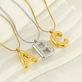 Dainty 18k Gold Plated Bubble Alphabet Pendant Alphabet Necklaces Stainless Steel Balloon Initial Necklaces for Girlfriend