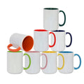 Wholesale 15oz Inner Handle Color Sublimation Blank Coffee Mugs With Color Handle for Custom Business Gifts