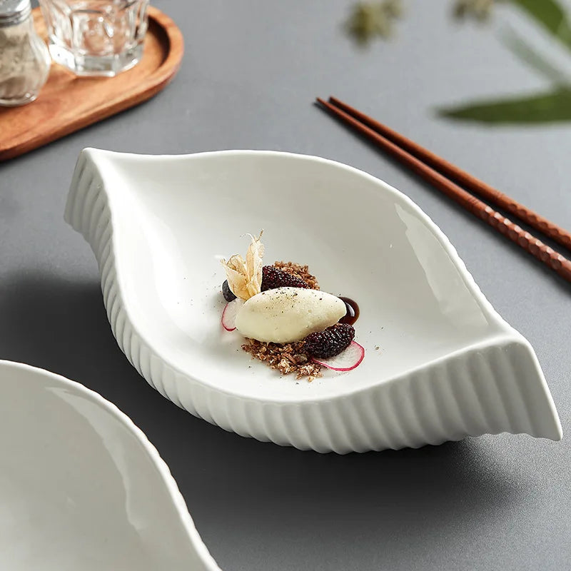 Creative Porcelain Stone Plate Dishes Catering Plato Dinnerware Vajilla Catered Events Restaurant Ceramic Plate Appetizers