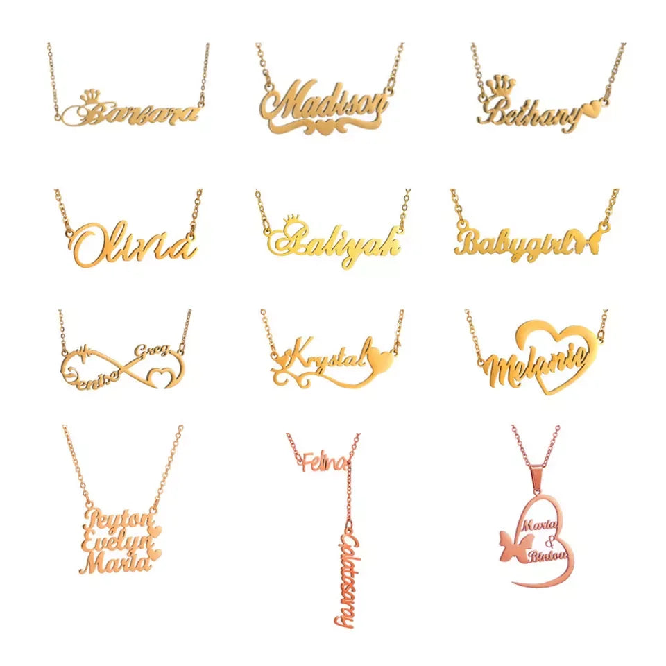 Custom Names 18K Gold Plated Stainless Steel Necklace Personalized Letter Necklace for Women Custom Names Necklace