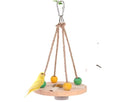 Small Rounded Wooden Bird Toys Hanging Stainless Steel Bird Feeder Swing Feeding Cup Stand Board Water Bottle Bird Bowls House