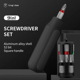 KS-840061 9-in-1 Industrial Grade Steel Handle Impact Screwdriver Set Professional Phone & Computer Repair Kit by Kingsdun