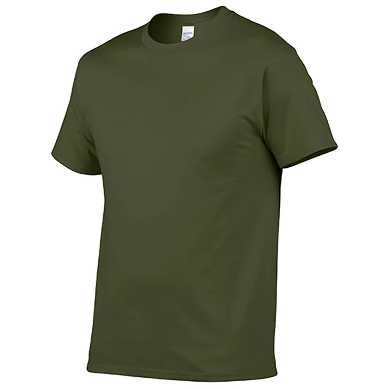 Wholesale Blank Mens T Shirt Plain 100% Cotton T-shirt Unisex ArmyGreen t Shirts