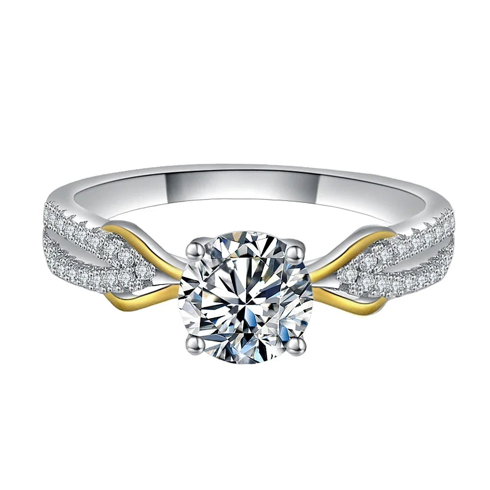 Destiny Jewelry 925 Sterling Silver Moissanite Wedding Engagement Ring for 100% Passed Diamond Tester