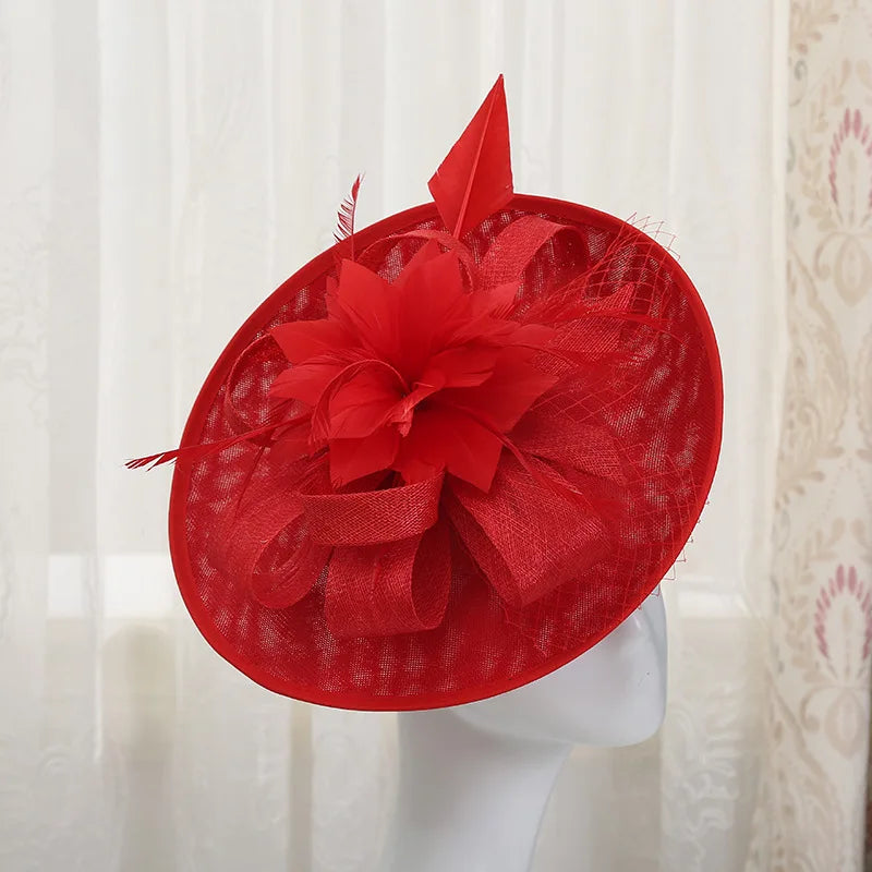 Hot Sell Womans Handmade Wedding Wide Bride Headwear  Cocktail Tea Party Feather Hair Fascinator  Hat