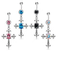 Fashion Piercing Jewelry Crystal Belly Button Ring Surgical Steel Rhinestone Cross Navel Belly Piercing Ring
