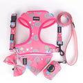 Lovecolour 6 in 1 Personalized Sublimation Polyester Luxury Puppies Cute Pet Collar Lead Dog Harness and Leash Set