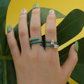 INS Trendy Enamel Rings Finger Jewelry Green Enamel Zircon Ring Handmade Stacked Ring for Women MegaBDM