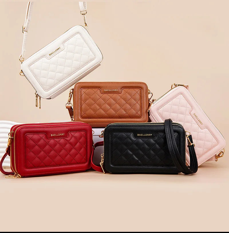 Baellerry Classic Quilted Women's Shoulder Bags Ladies Fashion Long Clutch Purse with Zipper Closure Wholesale for Girls