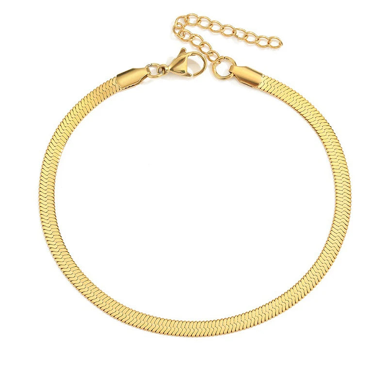 Non Tarnish Silver Gold Rose Gold Plated Herringbone Chain Bracelet for Women Girls Fashion Stainless Steel Gold Chain Bracelets