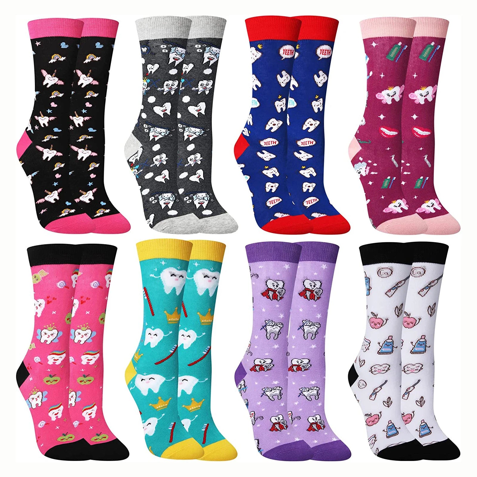 Novelty Cute Funny Dentist Women's Socks Dental Teeth Nurse Socks for Girls