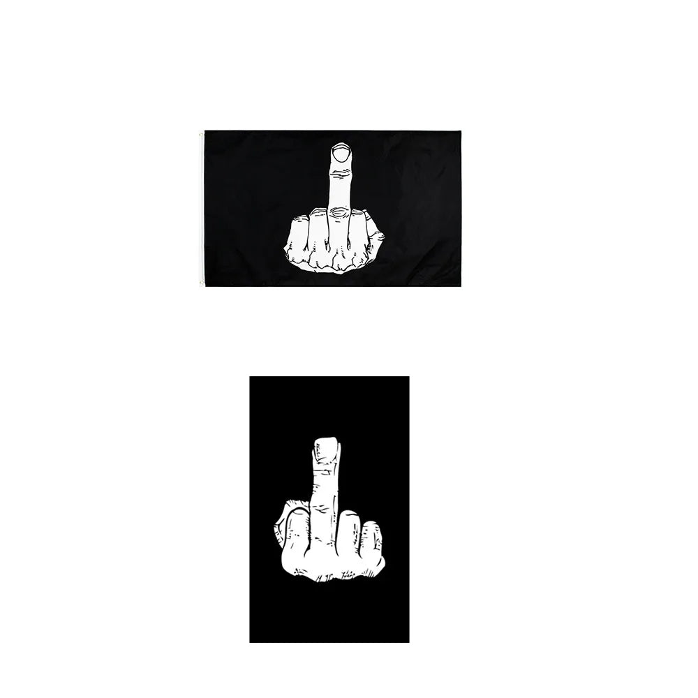 Ready to Ship 100% Polyester 3x5ft Stock US Black Vertical Middle Finger Flag