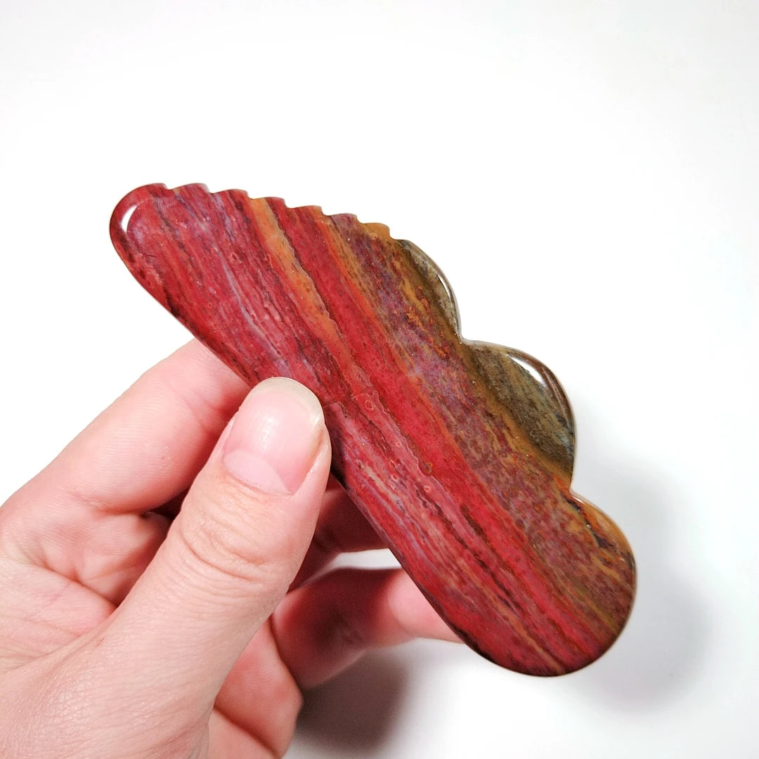 Huiying Best Sell Gua Sha Board Jagged Mookaite jasper Massage Face Beauty Tool Jagged Guastone