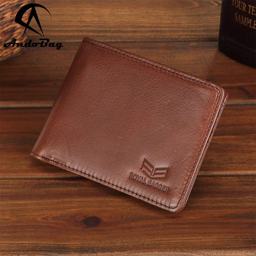 Free Engrave Royal Bagger RFID Blocking Short Wallet for Men Real Genuine Cow Leather Card Holder Purse Vintage Cool Man Wallets