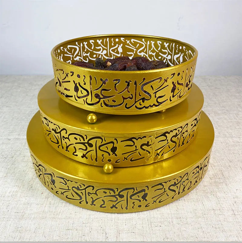 Wholesale Muslim Ramadan Trays Eid Mubarak Tray EID Al-Adha Plate Moon Stars Candy Cake Rack