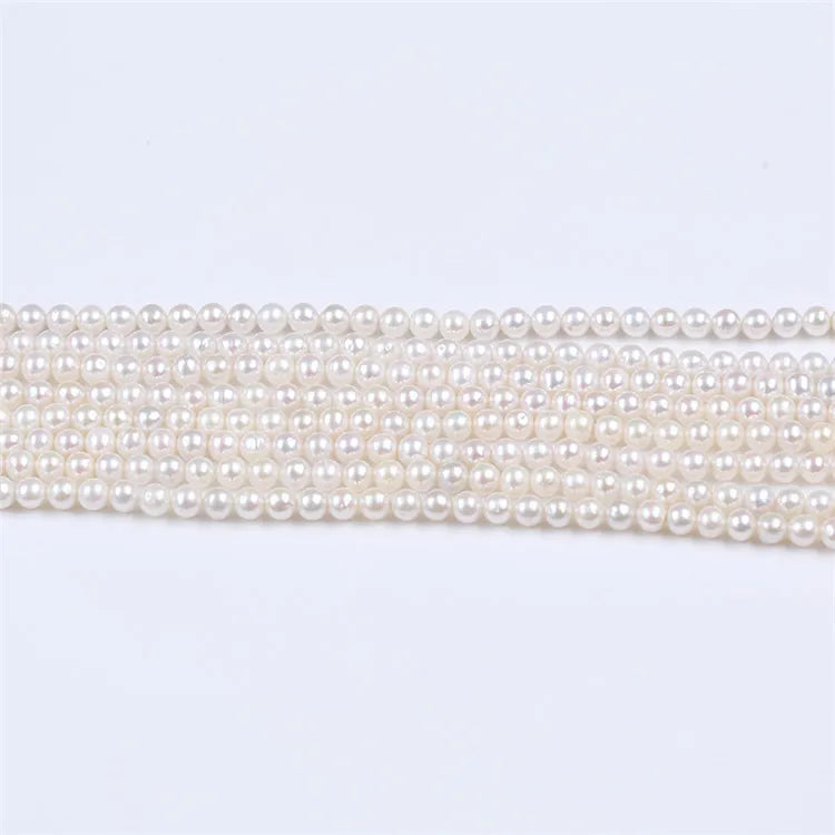 6mm Natural Freshwater Pearls Round Shape Pearl Strands for Jewelry Making