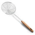 Stainless Steel Colander with Wooden HandleMetal Spider Mesh Pasta StrainerKitchen Cooking Skimmer