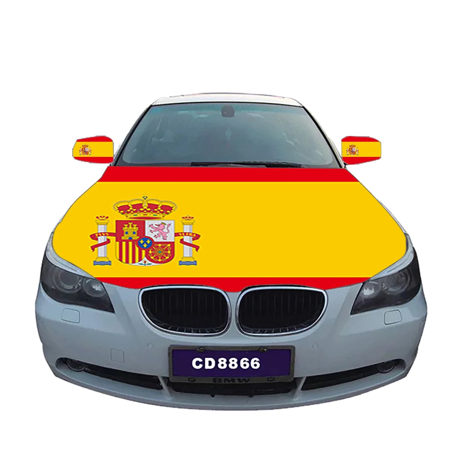 48h Fast Delivery Custom Size Engine 100%Polyester Cover Rearview Mirror Custom Spain Spanish Car Hood Flag