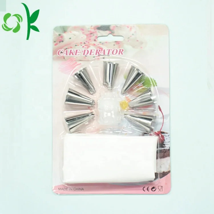 OKSILICONE Pastry Bags Sets With 9 Pcs Reusable Silicone Icing Tools Pastry Bags Different Icing Tool Tips Cake Decorating Kits