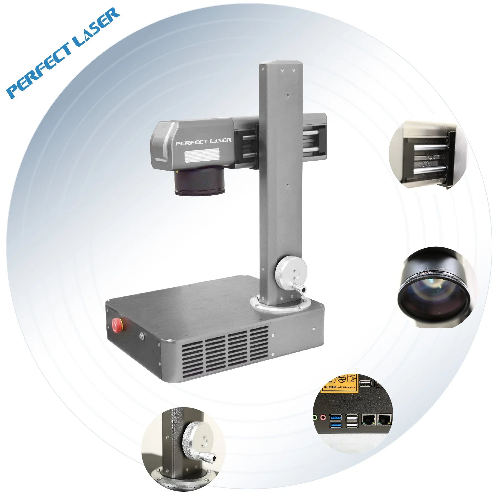 High Accuracy PEDB-100A Fiber Laser Marking Machine with Rotary New DXF/PLT Supported JCZ Control 3D Eco-Friendly