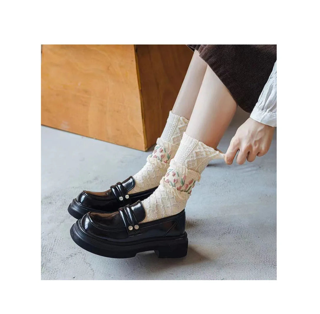Women's Spring Summer Lightweight Slouch Socks Casual Cotton Socks Cute Fun Novelty Girl Thin Dress Socks
