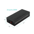 New Arrival 24-Port USB 200W Travel Charger with US/EU/UK/AU/KS Power Cable for Large Studios